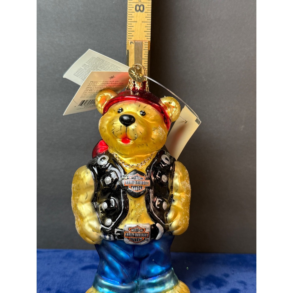 Christopher Radko Harley Davidson Bear Ornament Motorcycle Biker Teddy - Picture 8 of 11